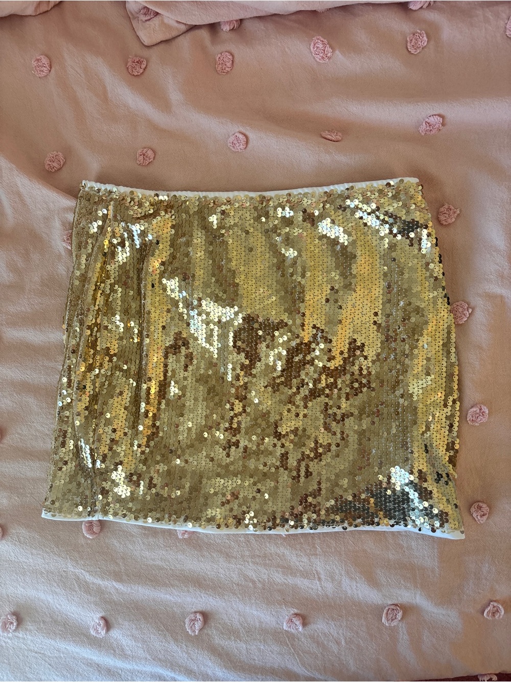 Sequin gold mini skirt